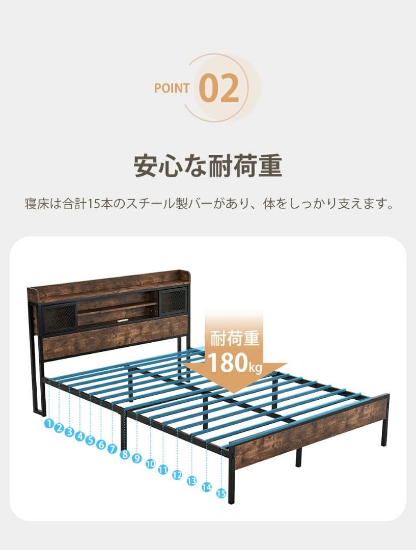 【開封済・未使用】HAHAPRICE ベッドフレーム ブラック セミダブルサイズ