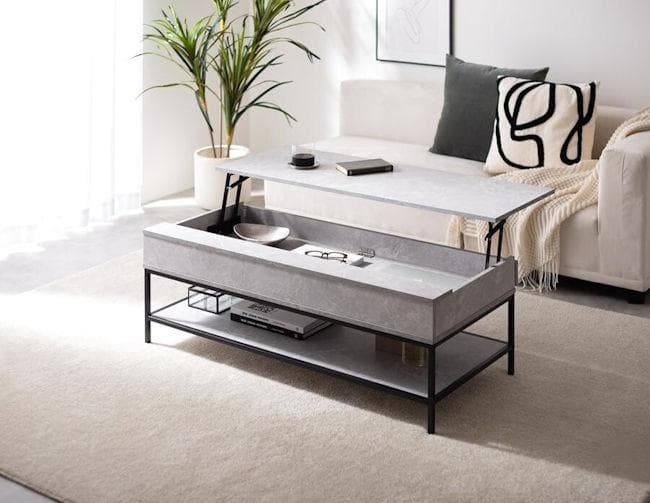 昇降式テーブル幅110cm ローテーブル 大理石柄 石目調 木目調（1005）