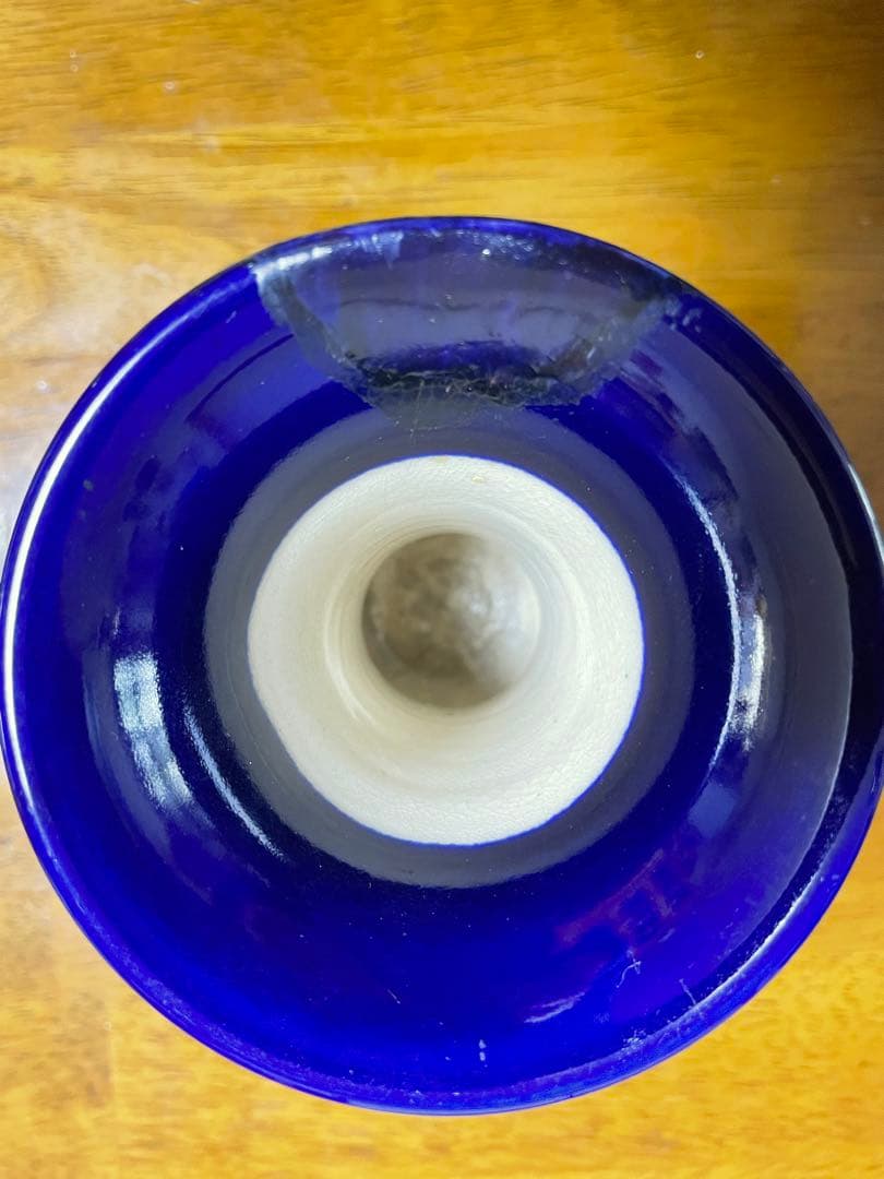 京薩摩　瑠璃金蘭手人物図広口小瓶　楠部造　古美術　骨董　直しあり