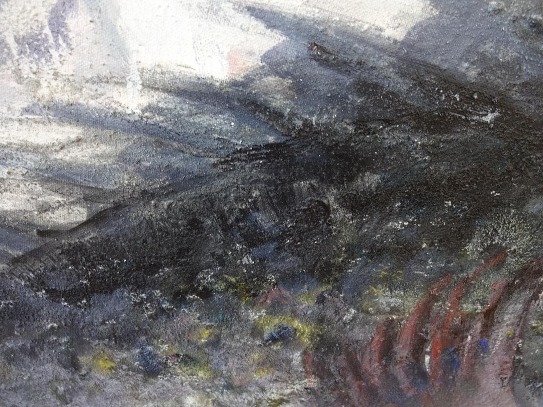 フレーム付き絵画　油彩画　油絵　光陽会受賞者　松原孝明　『海の幸①』