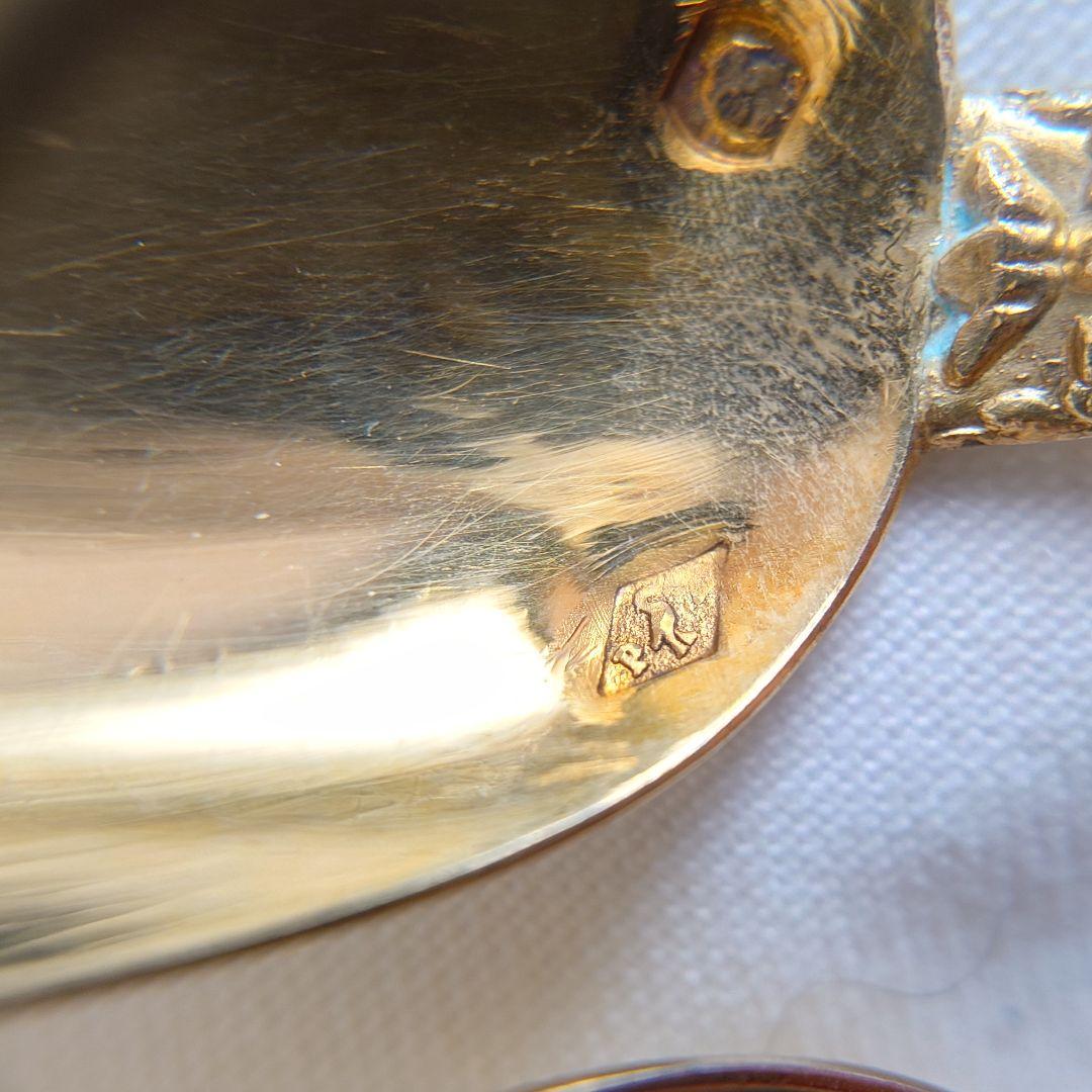 スプーン 2本セット　フランス　純銀製　シルバー800 純金鍍金