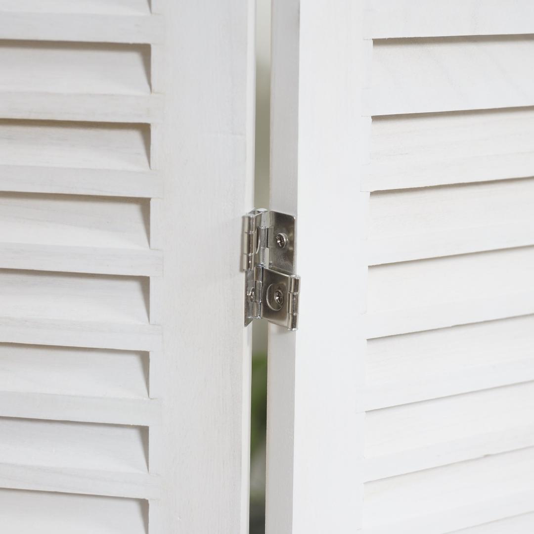 【新品】木製ルーバー パーテーション 3連　シャビーホワイト　アンティーク調