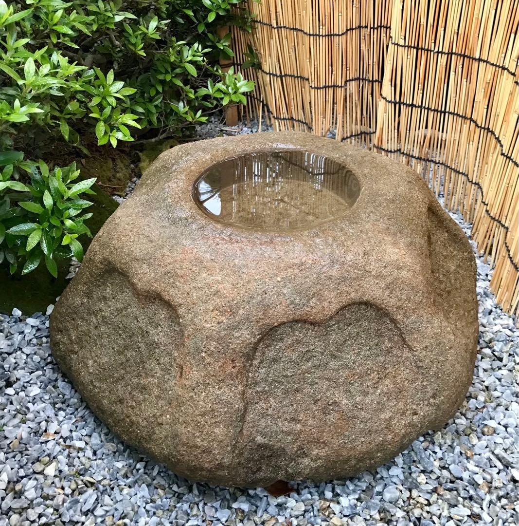 【天然自然石・水鉢・蹲・茶庭石・庭石】オブジェ置物箱庭造園坪庭バードバス石鉢箱庭