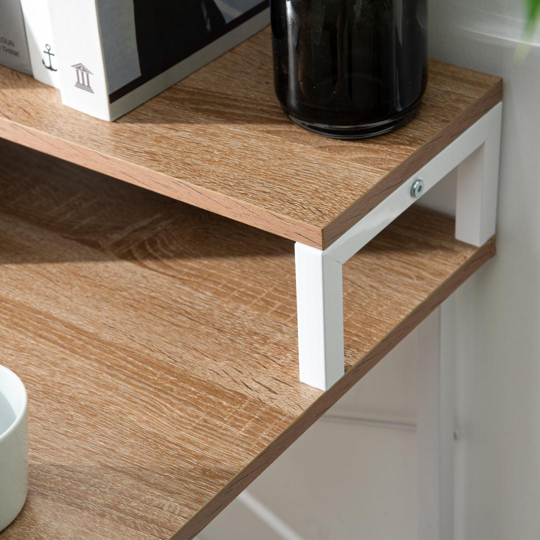 キャスター付きラック パソコンデスク 木目天板 大収納 学習 & オフィス兼用