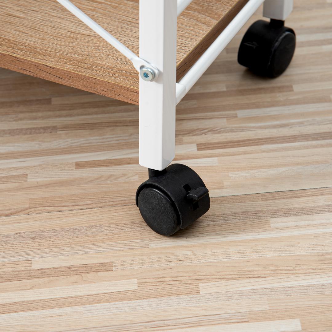 キャスター付きラック パソコンデスク 木目天板 大収納 学習 & オフィス兼用