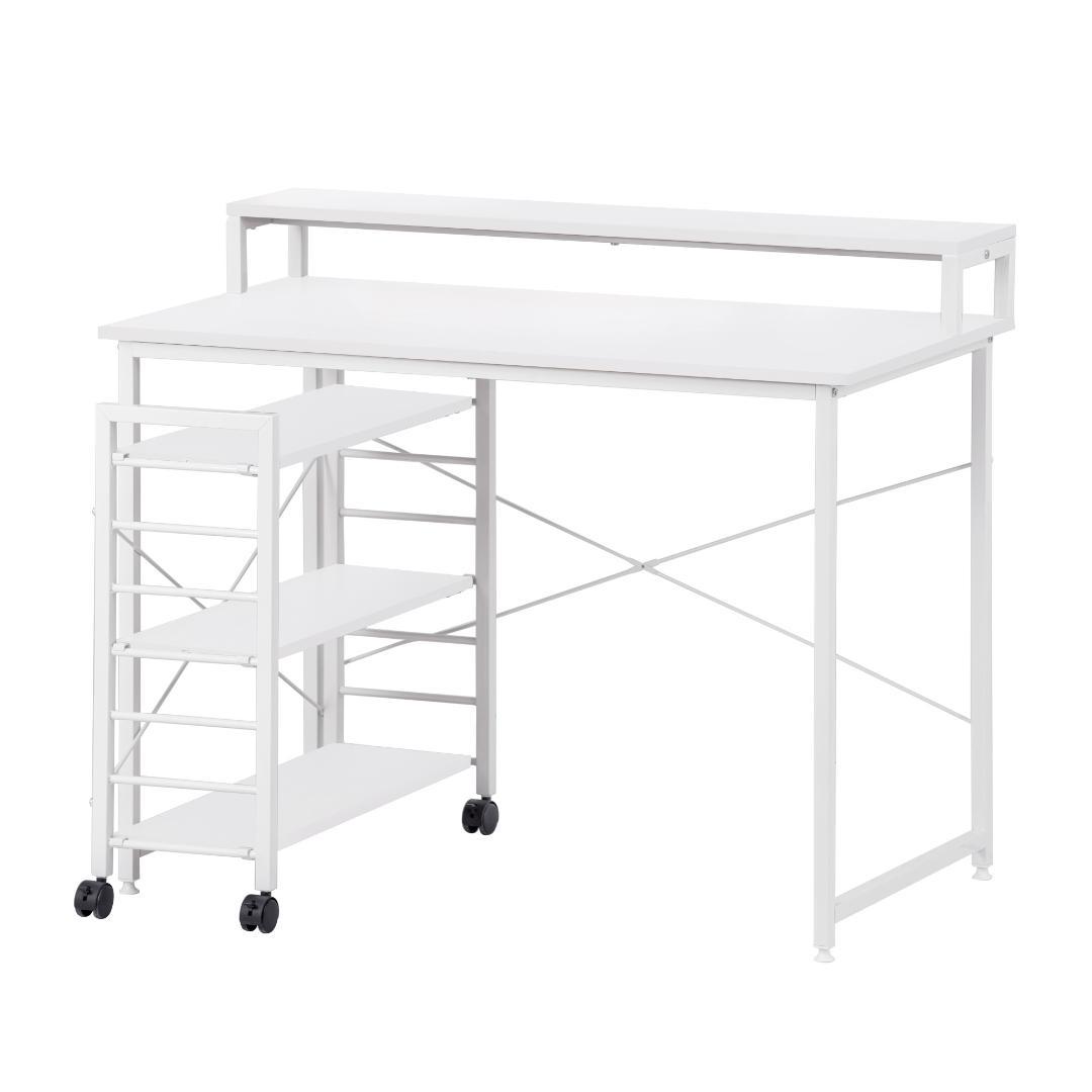 キャスター付きラック パソコンデスク 木目天板 大収納 学習 & オフィス兼用