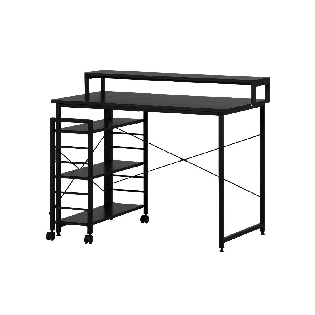 キャスター付きラック パソコンデスク 木目天板 大収納 学習 & オフィス兼用