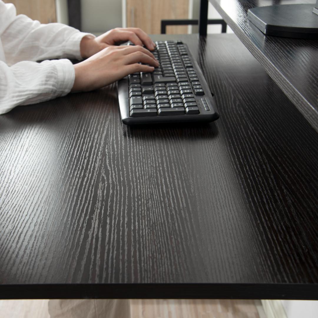 キャスター付きラック パソコンデスク 木目天板 大収納 学習 & オフィス兼用