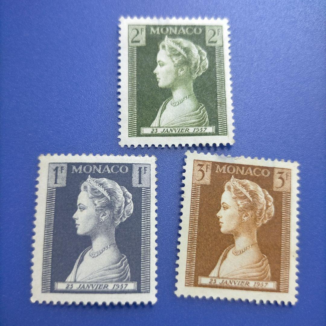 1081 外国切手 モナコ 1956年 グレースケリー像とご結婚記念 凹版
