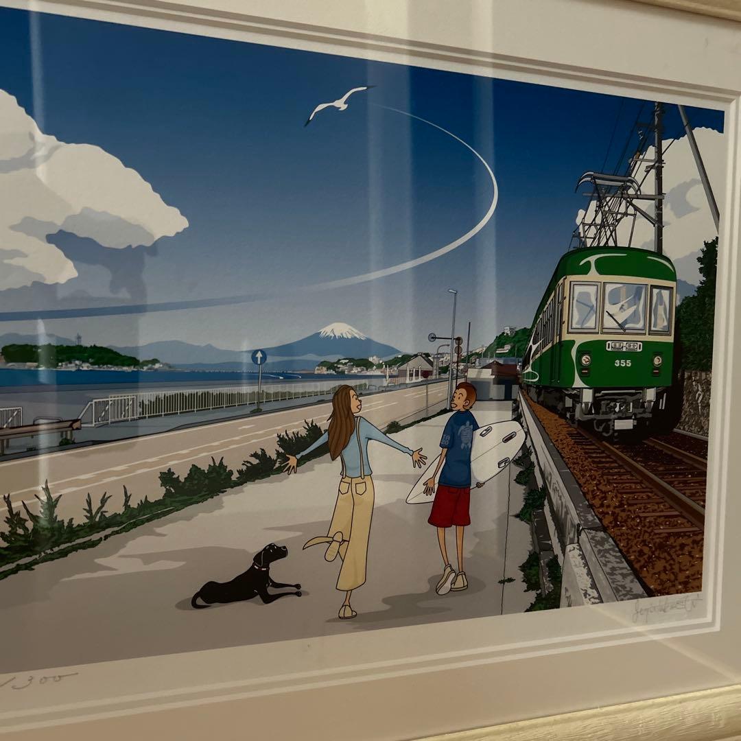 ジュジュタケシ(Juju Takeshi) 額装ジクレー版画 額装ジクレーイラスト「enoshima」 ジュジュタケシミュージアムショップ