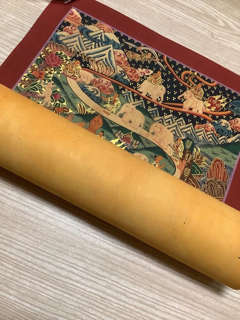 《 チベット密教　新品　1点物 》 手描き　曼荼羅　天国への道　仏画　仏教　g7