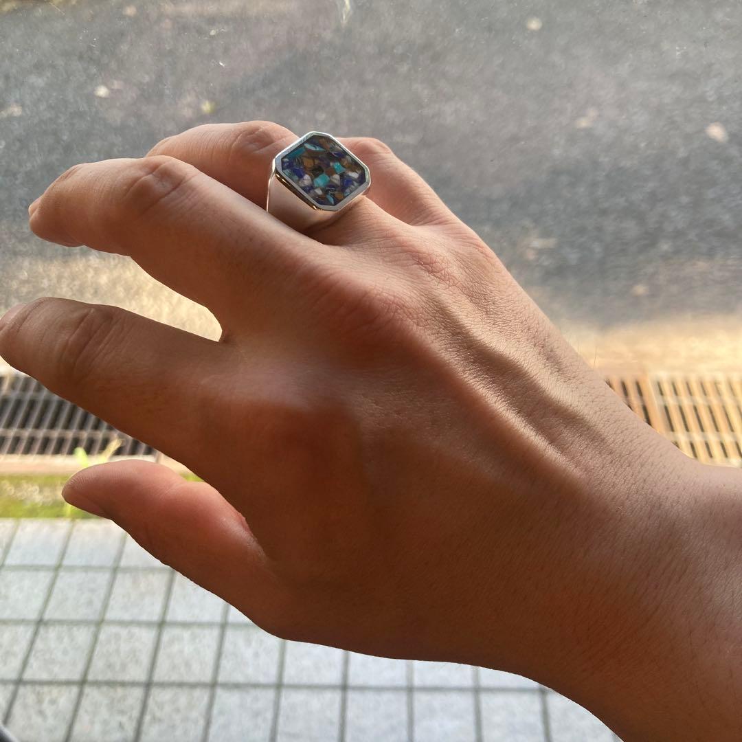 シルバー925 5種類の天然石リング ハンドメイド 希少品 15号