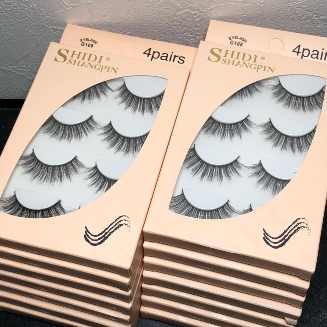 Lanjinglin-3Dミンクつけまつげ4ペア☆G108☆約12mm