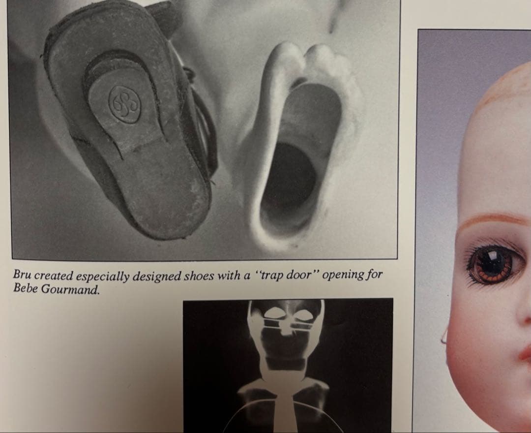 セール中　アンティークビスクドール用シューズ　ブリュシューズ　革製　ソックス付き