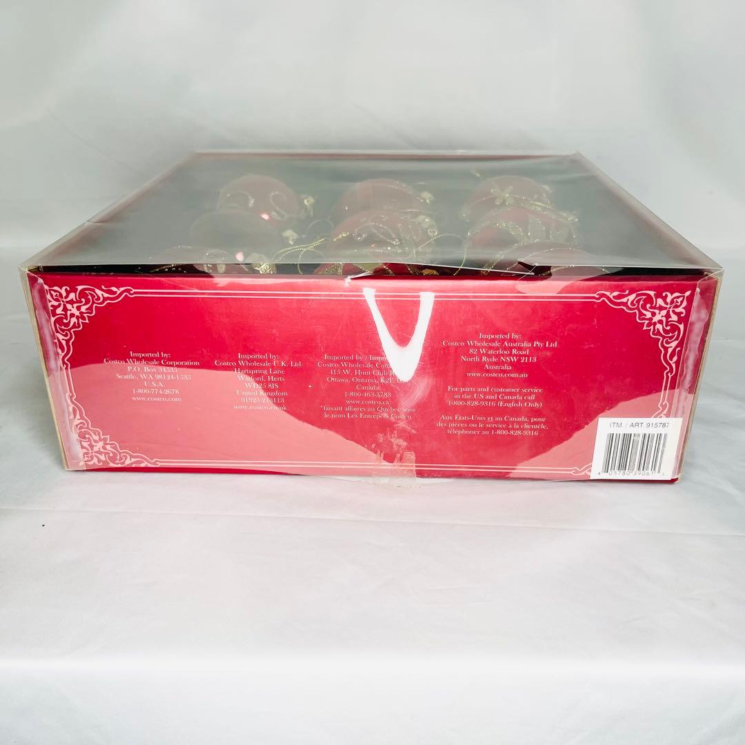 コストコ クリスマス オーナメント 赤 ガラス 大玉9個 箱付　ツリー用