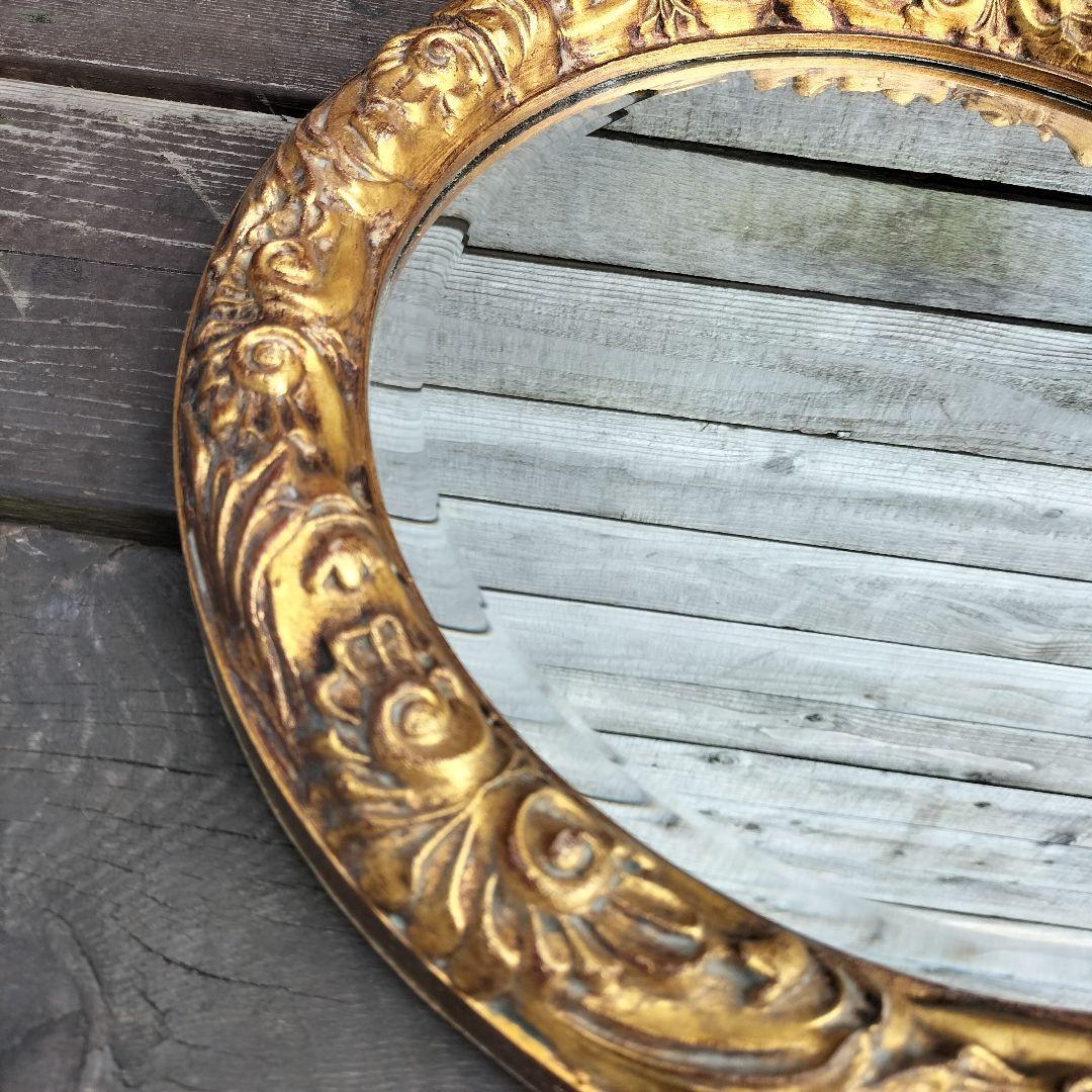 M♦フランス製 アンティーク ミラー 鏡 ラウンドミラー 壁掛け