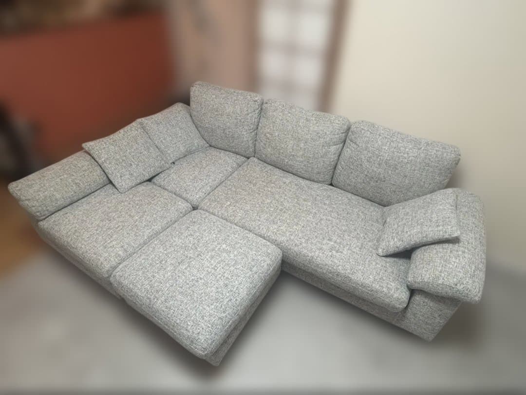 カウチソファ L字 グレーファブリック
