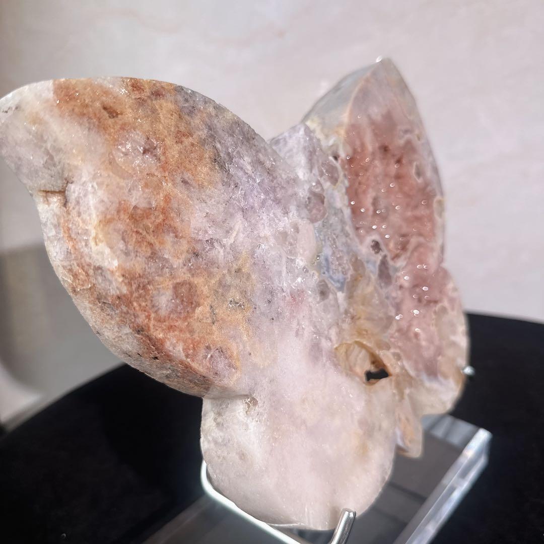 天然石 最高品質 超レア ピンクアメジスト蝶々置物 原石 NO.032829