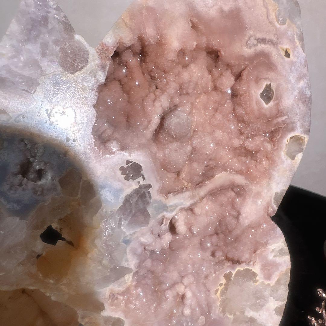 天然石 最高品質 超レア ピンクアメジスト蝶々置物 原石 NO.032829