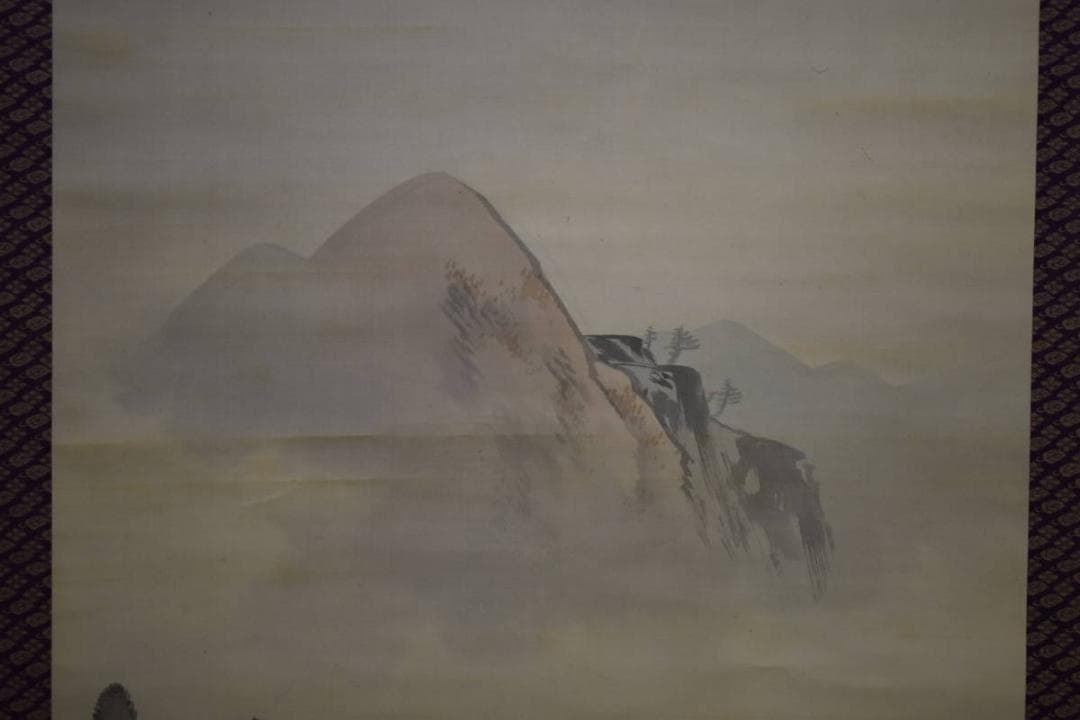 真作/川端玉章/紅葉山村図/布袋屋掛軸HG-98 - メルカリ