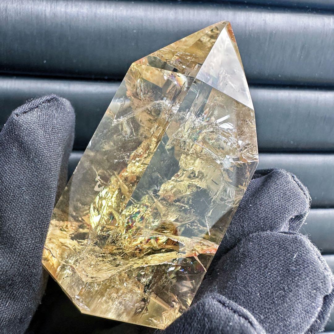 金運·浄化】シトリン☆黄水晶 六角柱レインボー☆ファントム 超パワー