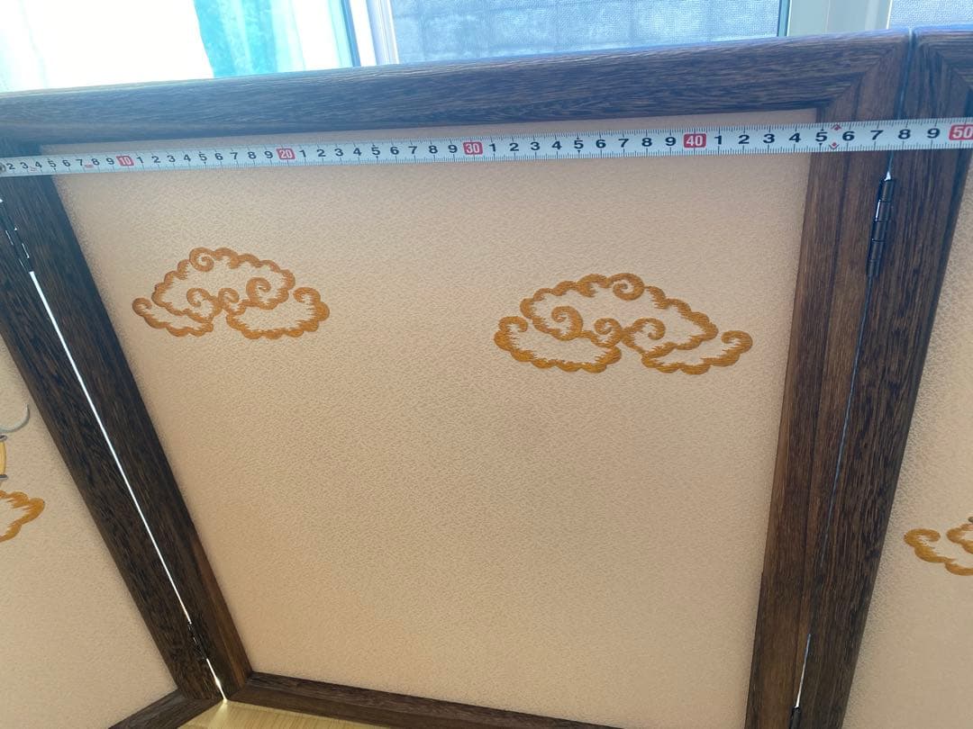 刺繍三つ折り焼桐屏風　飾台　セット　五月人形　子供の日