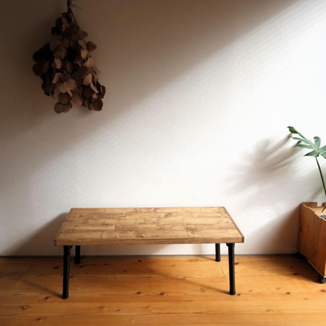 1/28まで！インダストリアル！無垢材の折りたたみテーブル【ハンドメイド家具】