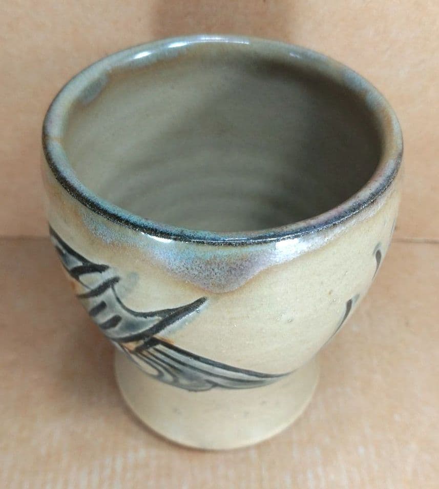 本物保証】人間国宝 金城次郎 ゴブレット 栞 共箱 美品 やちむん 壷屋