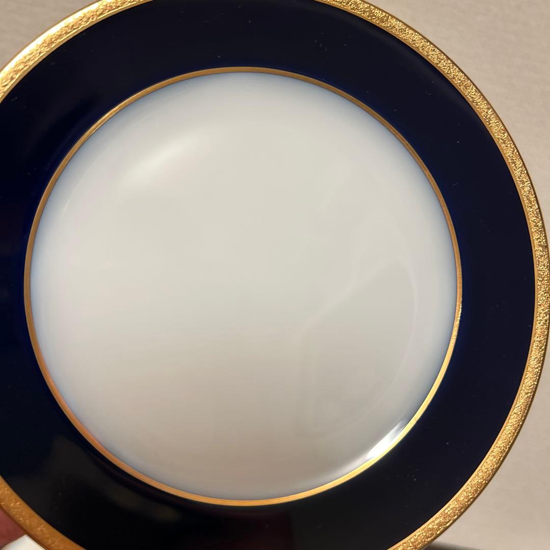 大倉陶園　ロイヤルブルー　瑠璃金彩金蝕　デザートプレート　16.5cm