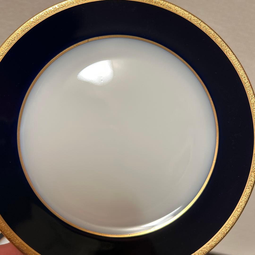 大倉陶園　ロイヤルブルー　瑠璃金彩金蝕　デザートプレート　16.5cm