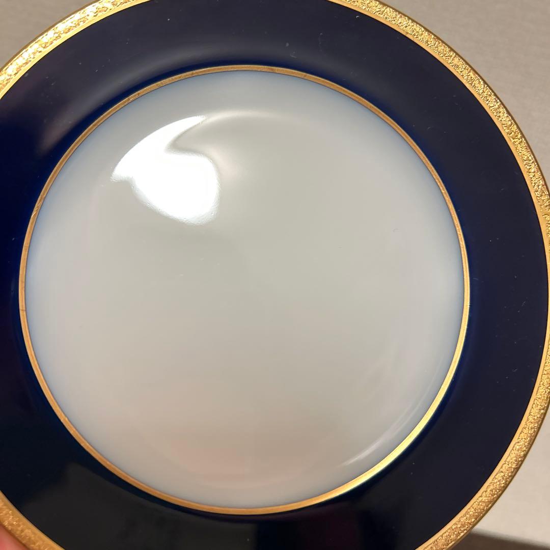 大倉陶園　ロイヤルブルー　瑠璃金彩金蝕　デザートプレート　16.5cm