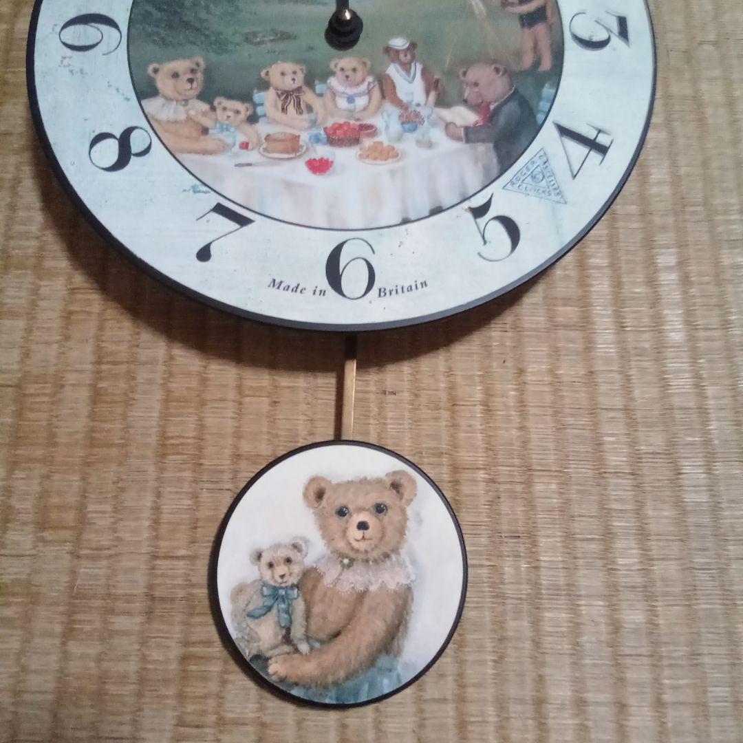 壁掛け時計　テディベア　イギリス製　アンティーク調