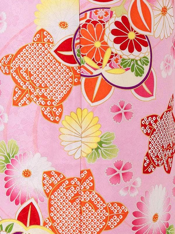 四つ身セット　橘柄　ピンク
