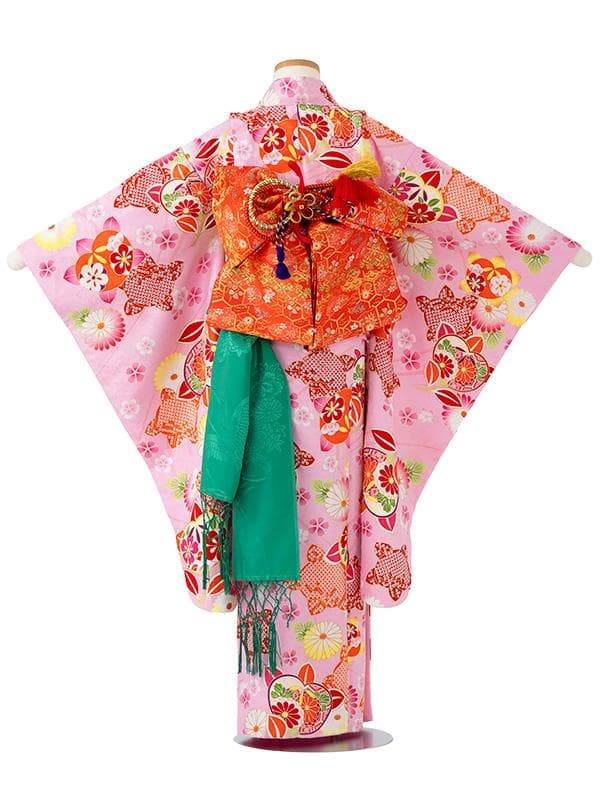 四つ身セット　橘柄　ピンク