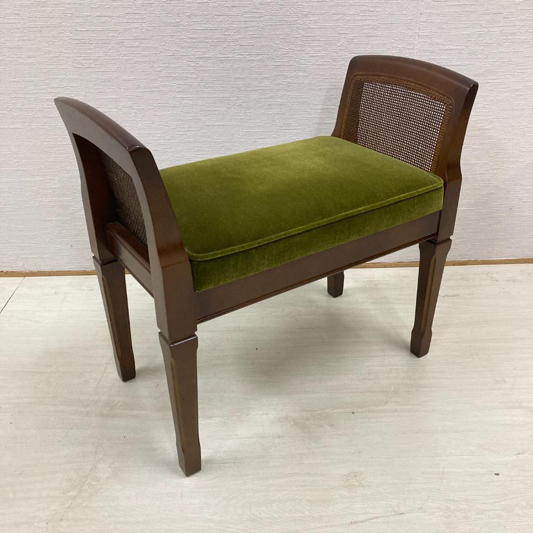 【マルニ】地中海　エントランスチェア　ベンチ　椅子　スツール　モケットグリーン