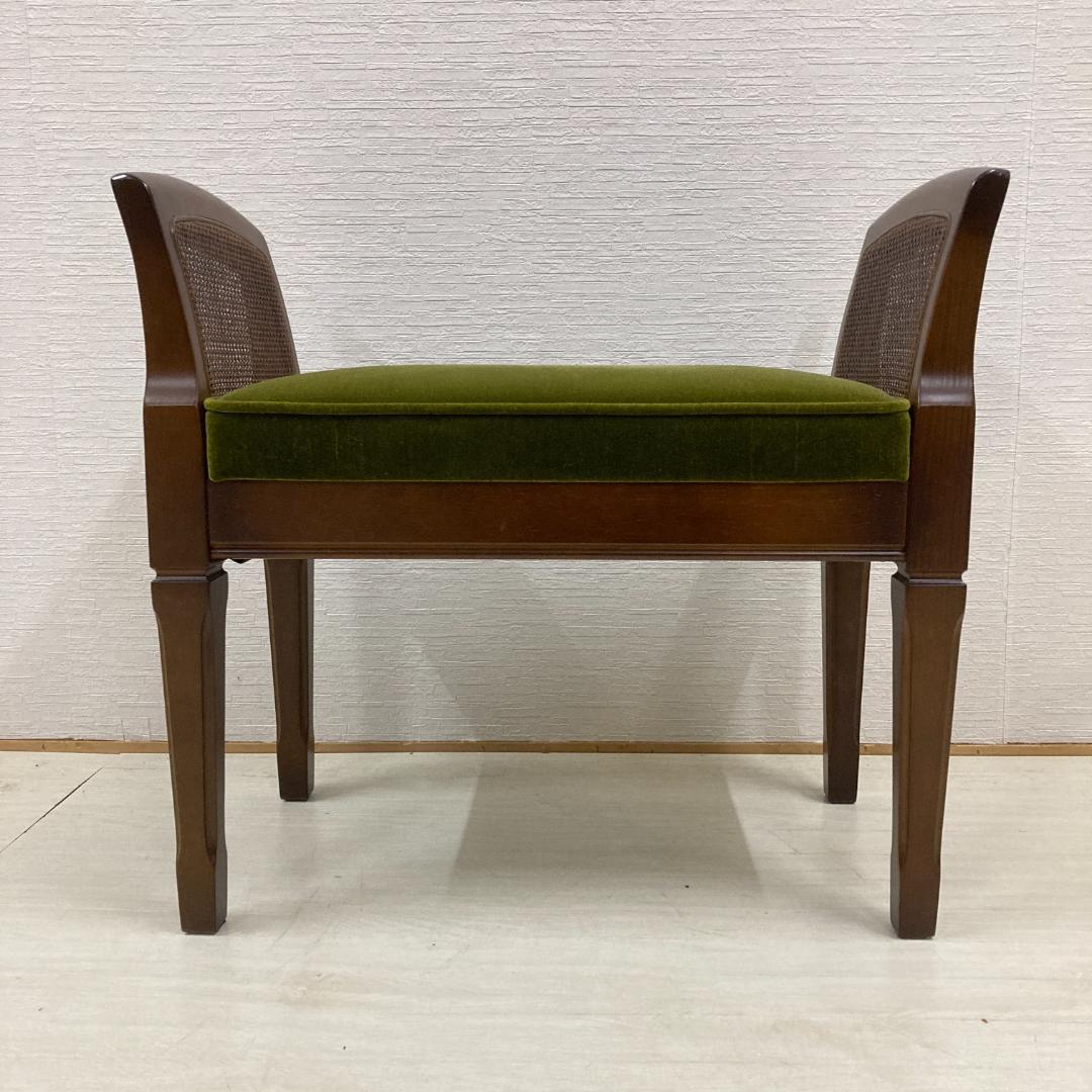 【マルニ】地中海　エントランスチェア　ベンチ　椅子　スツール　モケットグリーン