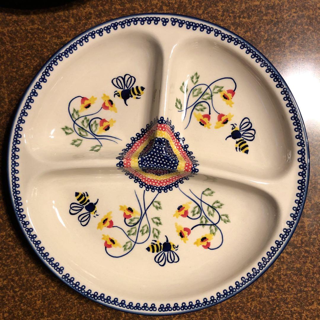 ★ポーリッシュポタリー ミツバチキッズプレート 2枚セット ポーランド食器