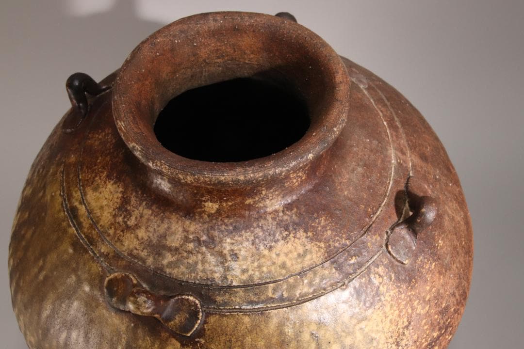 江戸初期 古越前 四耳壷 四耳子 壺 高さ38.5㎝ 花器 花瓶 BE793 - メルカリ