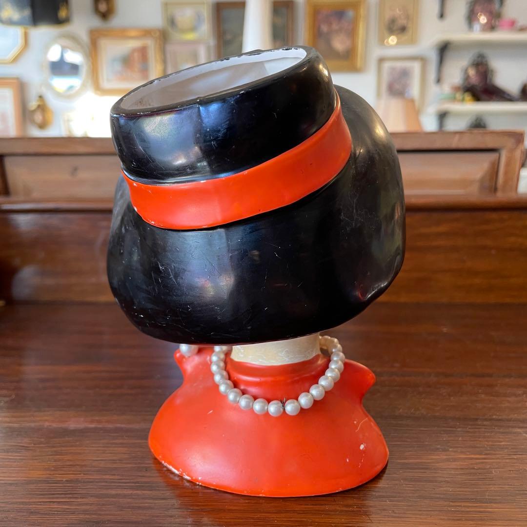 希少品！50s貴婦人の花瓶　陶器女性の置物　アメリカアンティークJapan輸出品