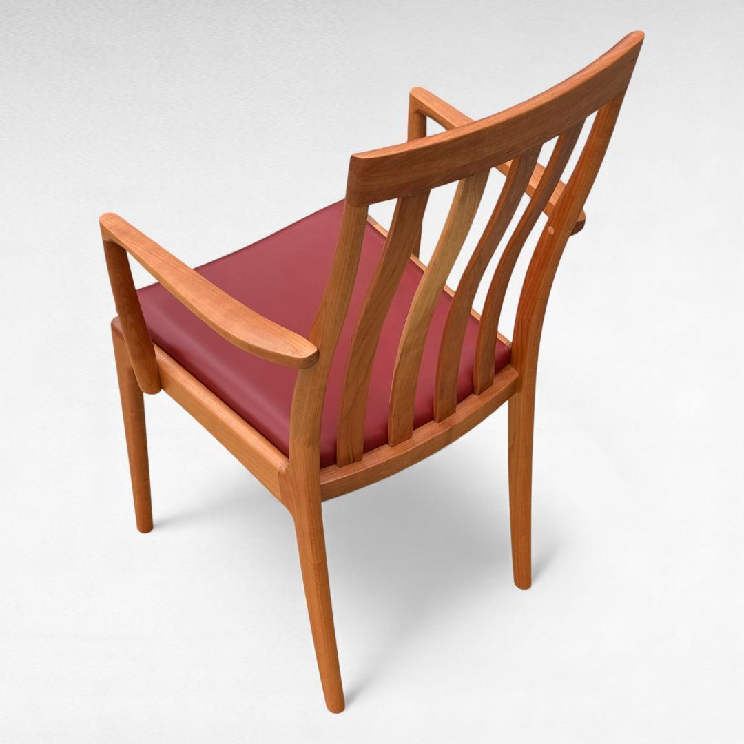 ②美品 ナガノインテリア 高級本革チェア DC322 ブラックチェリー