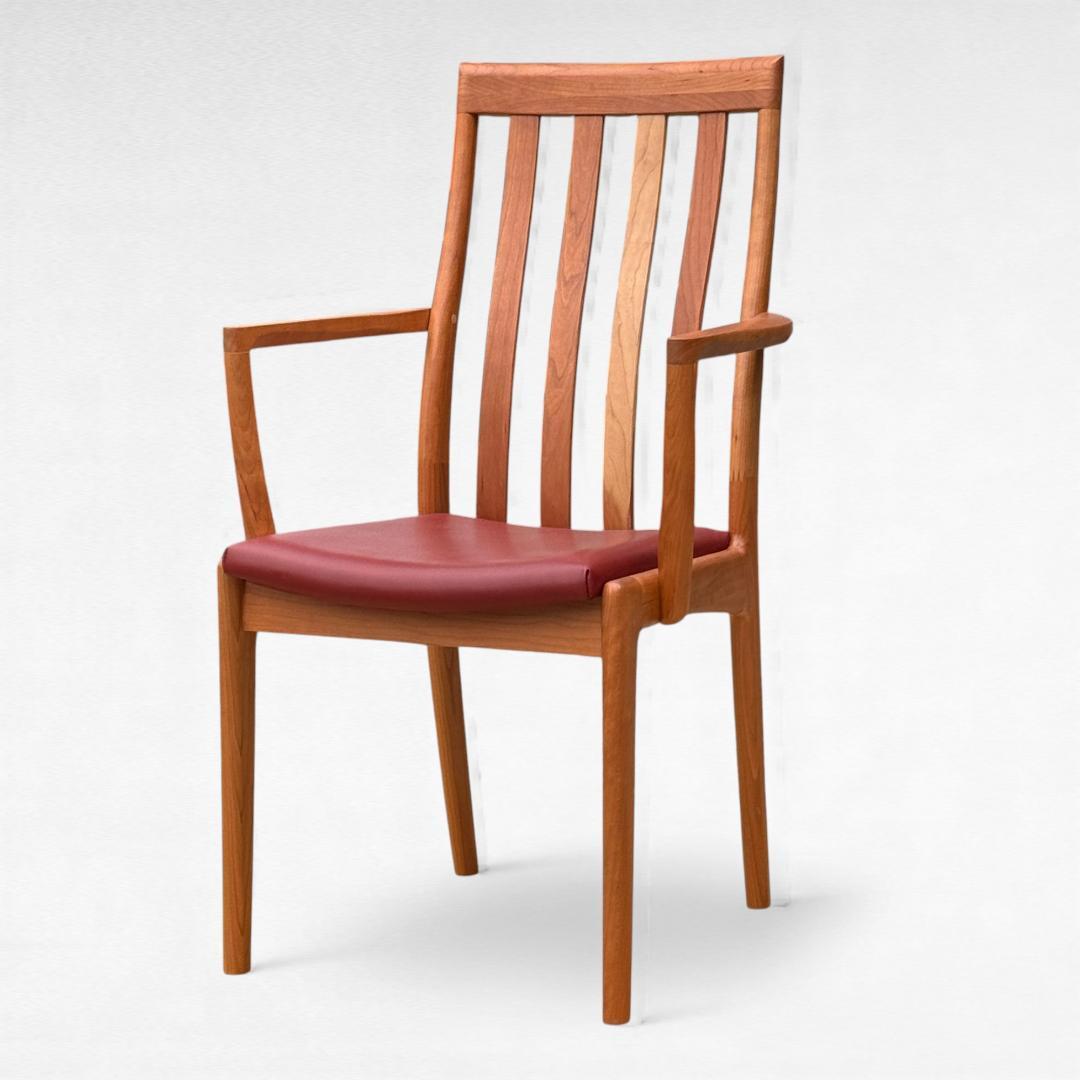 ②美品 ナガノインテリア 高級本革チェア DC322 ブラックチェリー