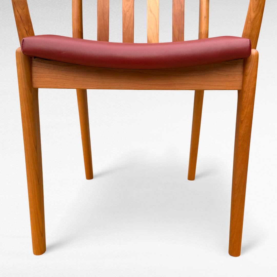 ②美品 ナガノインテリア 高級本革チェア DC322 ブラックチェリー