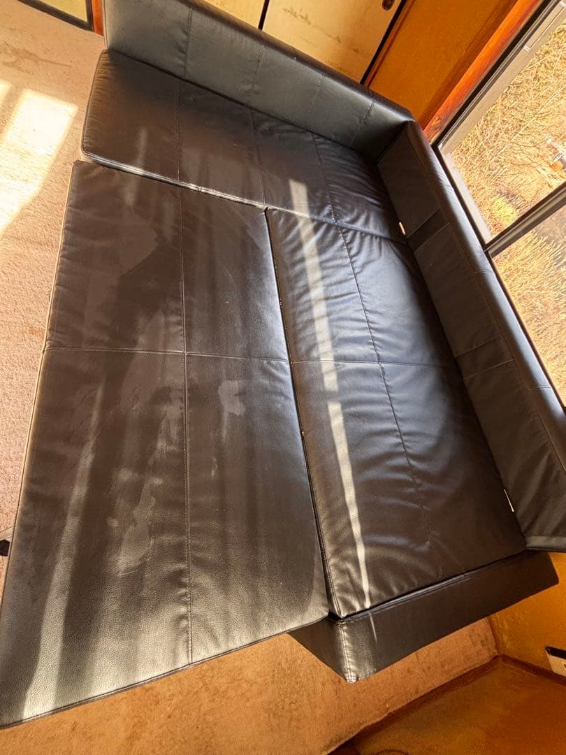 IKEA L字型ソファ 合成皮革 収納付き