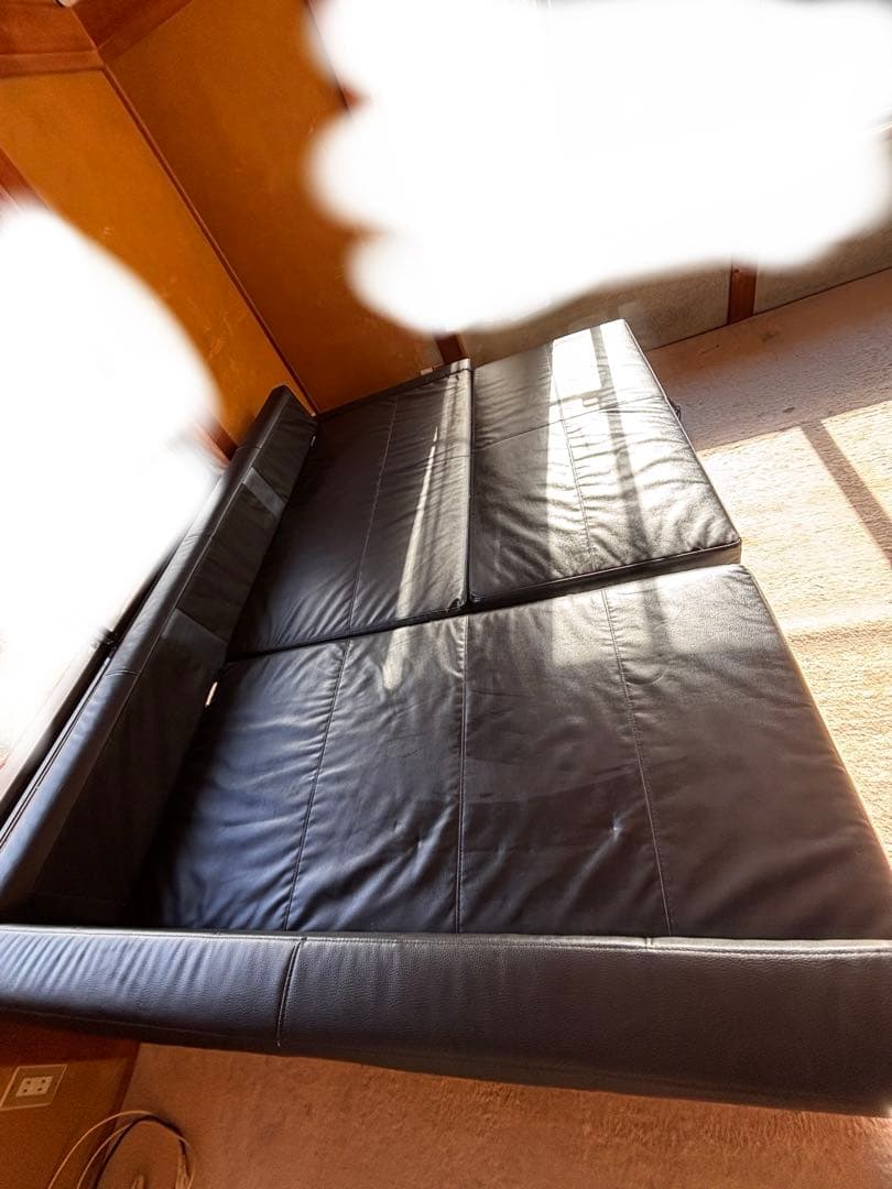 IKEA L字型ソファ 合成皮革 収納付き