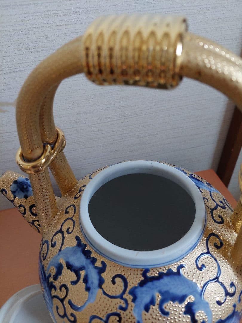 中国美術 中国台湾省 林三江 水注 飾り 置物 24金手工描金 文