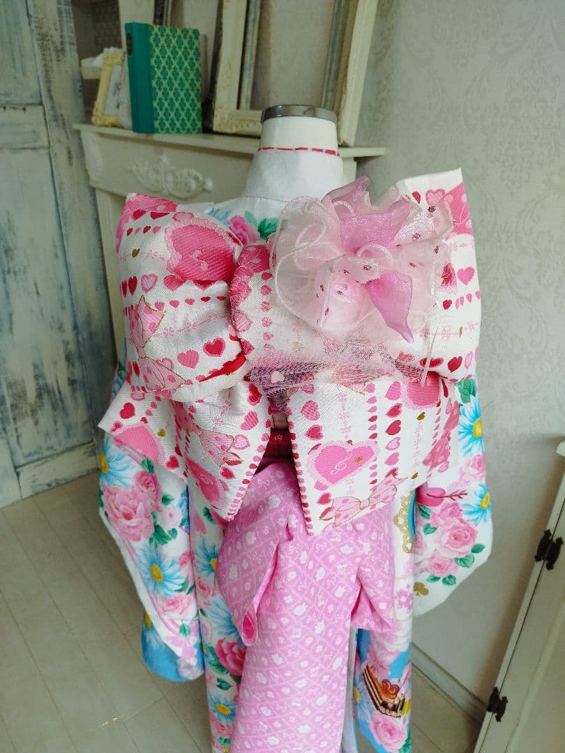 専用です☆ブランド☆セイコマツダ☆白ブルーピンクの着物☆フルセット☆
