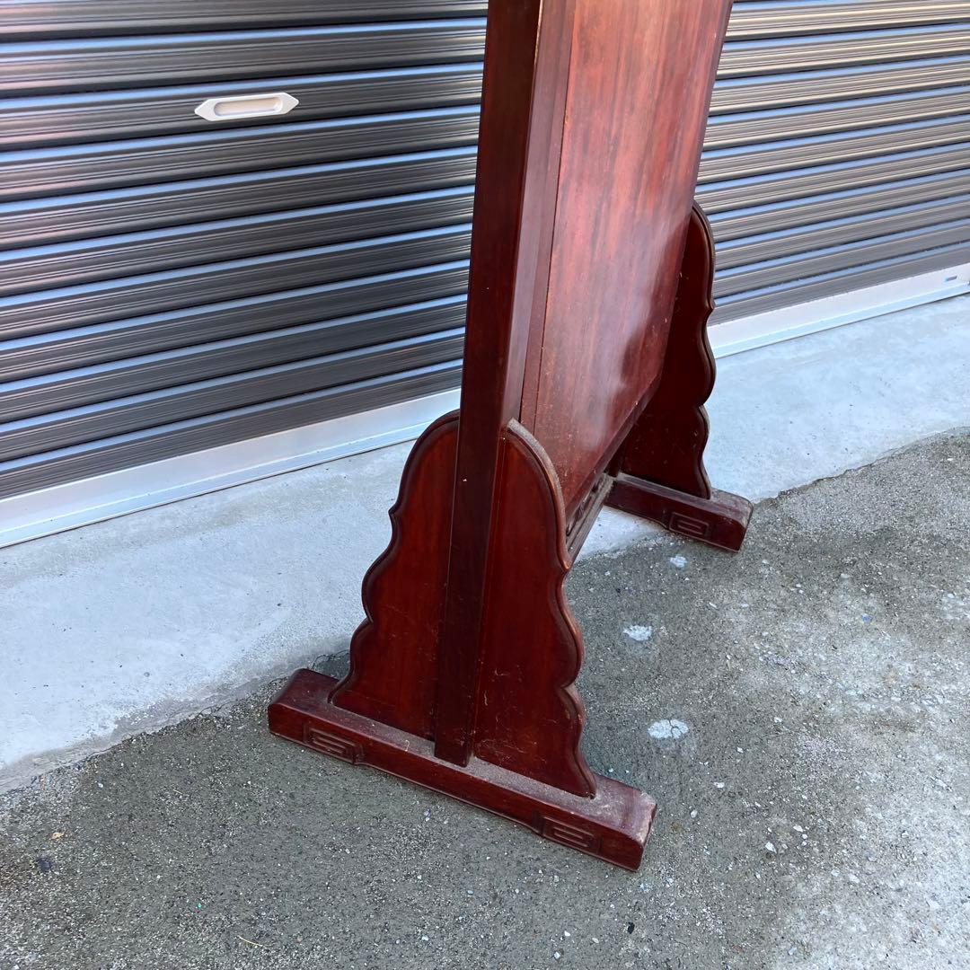 中国唐木 花梨材 螺鈿細工 大型姿見 全身鏡 スタンドミラー 古家具