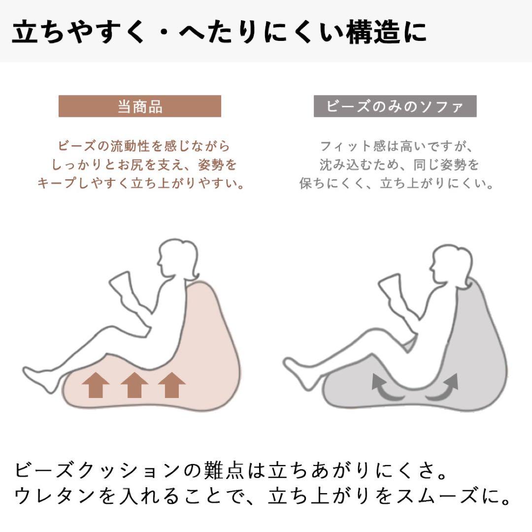 M 新品 大きい ビーズソファ グレー オットマン ビーズクッション 1人掛け