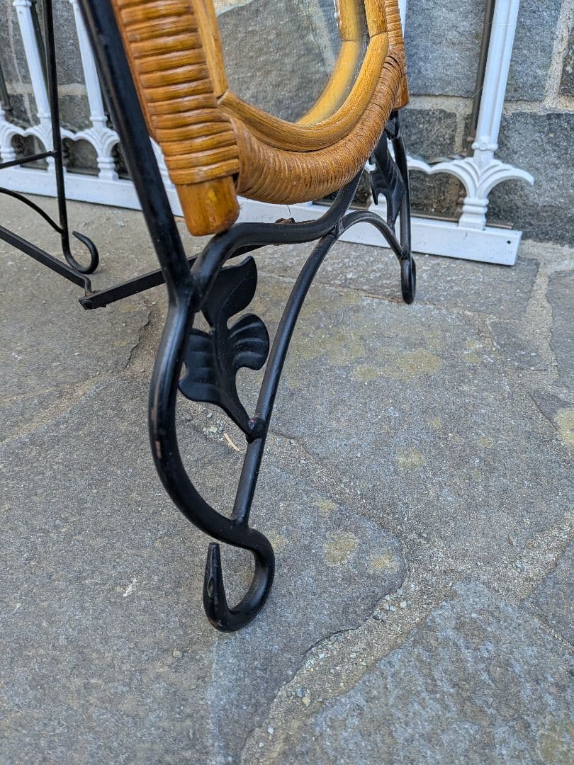 ラタン　アイアン全身姿見鏡 　スタンドミラー