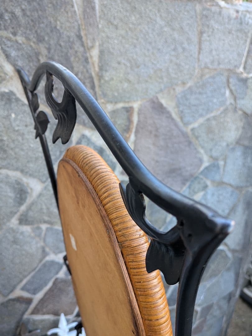 ラタン　アイアン全身姿見鏡 　スタンドミラー